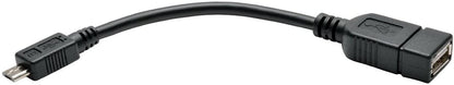 Tripp Lite U052-06N Micro USB to OTG Host Adapter Cable 5-Pin Micro USB A/A M/F 6-in, Black OTG 2-in-1 to USB-A
