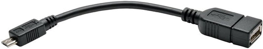 Tripp Lite U052-06N Micro USB to OTG Host Adapter Cable 5-Pin Micro USB A/A M/F 6-in, Black OTG 2-in-1 to USB-A
