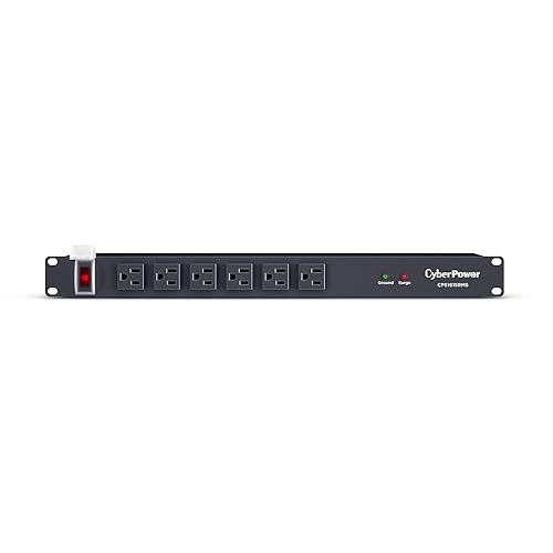 CyberPower CPS1615RMS Surge Protector, 125V/15A, 1800 Joules, 16 Outlets, 6ft Power Cord, 1U Rackmount, UL Listed With Surge Protection 15A with 16 Outlets