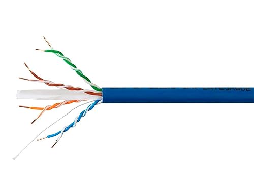 Monoprice Cat6A Plus Bulk Ethernet Network Cable - 1000 feet - Blue, Bare Copper, 650MHz, UTP, Solid, Riser-Rated (CMR), 23AWG, 10G - Entegrade Series