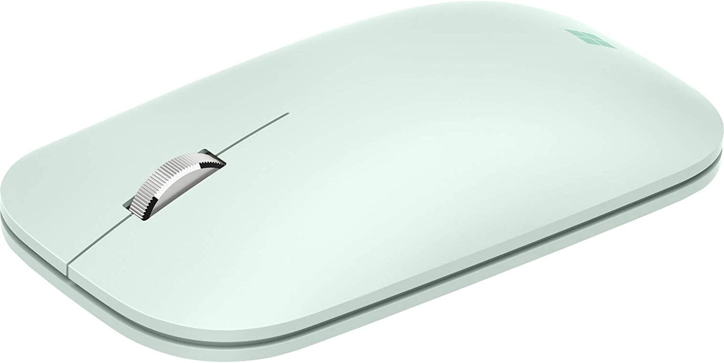 Microsoft Mobile Mouse - Mint. Comfortable Right/Left Hand Use with Metal Scroll Wheel, Wireless, Bluetooth for PC/Laptop/Desktop, works with Mac/Windows 8/10/11 Computers