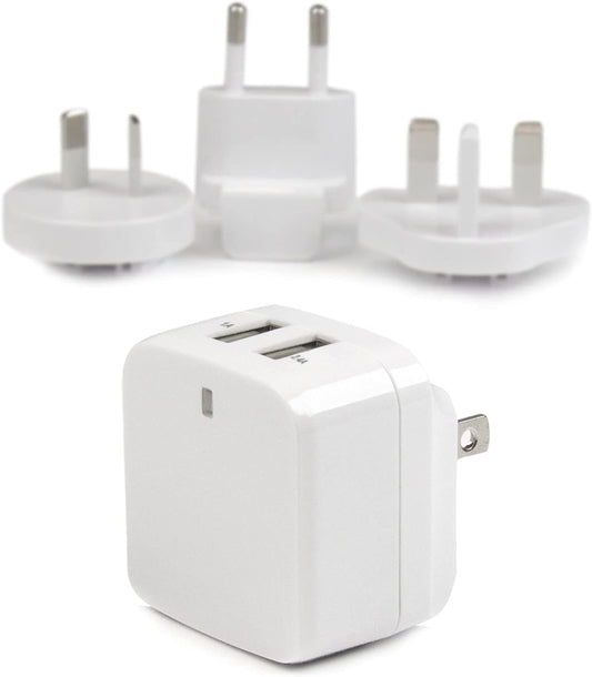 StarTech.com Travel USB Wall Charger - 2 Port - White - Universal Travel Adapter - International Power Adapter - USB Charger (USB2PACWH) White 2 ports