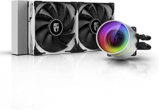 Deepcool DEEP COOL Castle 240EX WH, Addressable RGB AIO Liquid CPU Cooler, Anti-Leak Technology Inside, Cable Controller and 5V ADD RGB 3-Pin Motherboard Control, TR4/AM4 Supported, 3-Year Warranty CASTLE 240 EX WHITE