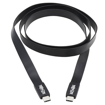 Tripp Lite USB-C Flat Cable, Flat USB C to USB C Cable, USB 3.1 Gen 2, 10 Gbps, 5A Rating, Thunderbolt 3 Compatible, Black, 16 in (U420-16N-G25AFL)
