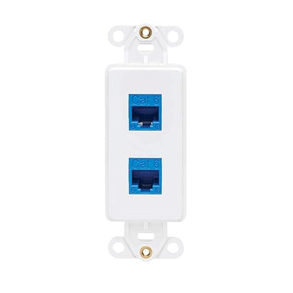 Tripp Lite Decora Wall Plate Insert, Decorative Center Plate, Vertical 2 Port Keystone Jack, White (N042D-002V-WH) Center Plate 2 Ports