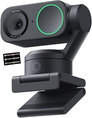 Insta360 Link 2 - PTZ 4K Webcam for PC/Mac, 1/2" Sensor, AI Tracking, HDR, AI Noise-Canceling Mic, Gesture Control for Streaming, Video Calls, Gaming, Works with Zoom, Teams, Twitch & More