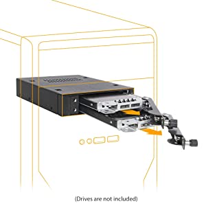 ICY DOCK Rugged Full Metal 2 x 2.5” SATA/SAS HDD &amp; SSD Mobile Rack for External 3.5" Drive Bay with Key Lock &amp; Thumb Screw Design | ToughArmor MB492SKL-B