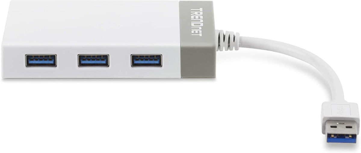 TRENDnet 3-Port Hub with 10/100/1000 Mbps Gigabit Ethernet Adapter (3 USB 3.0 Ports, A RJ45 Gigabit Ethernet Port), Support XP, Vista, Windows 7, 8, 1, 10, Mac OS 10.6-10.9, TU3-ETGH3 , red