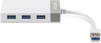 TRENDnet 3-Port Hub with 10/100/1000 Mbps Gigabit Ethernet Adapter (3 USB 3.0 Ports, A RJ45 Gigabit Ethernet Port), Support XP, Vista, Windows 7, 8, 1, 10, Mac OS 10.6-10.9, TU3-ETGH3 , red