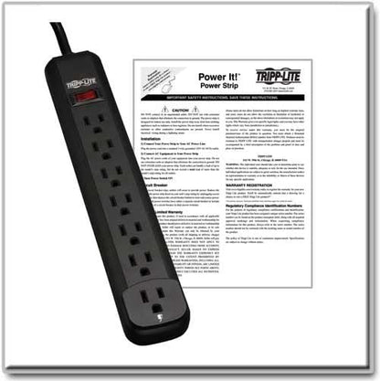 Tripp Lite 7 Outlet Home &amp; Office Power Strip, 12ft Cord with 5-15P Plug (PS712B) Black 7 Outlet + 12ft Cord