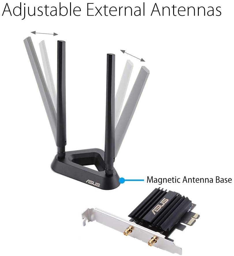 Asus AX3000 (Pce-AX58BT) Next-Gen WiFi 6 Dual Band PCIe Wireless Adapter with Bluetooth 5.0 - Ofdma, 2x2 MU-Mimo and Wpa3 Security,Black