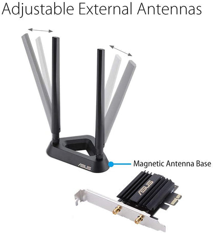 Asus AX3000 (Pce-AX58BT) Next-Gen WiFi 6 Dual Band PCIe Wireless Adapter with Bluetooth 5.0 - Ofdma, 2x2 MU-Mimo and Wpa3 Security,Black