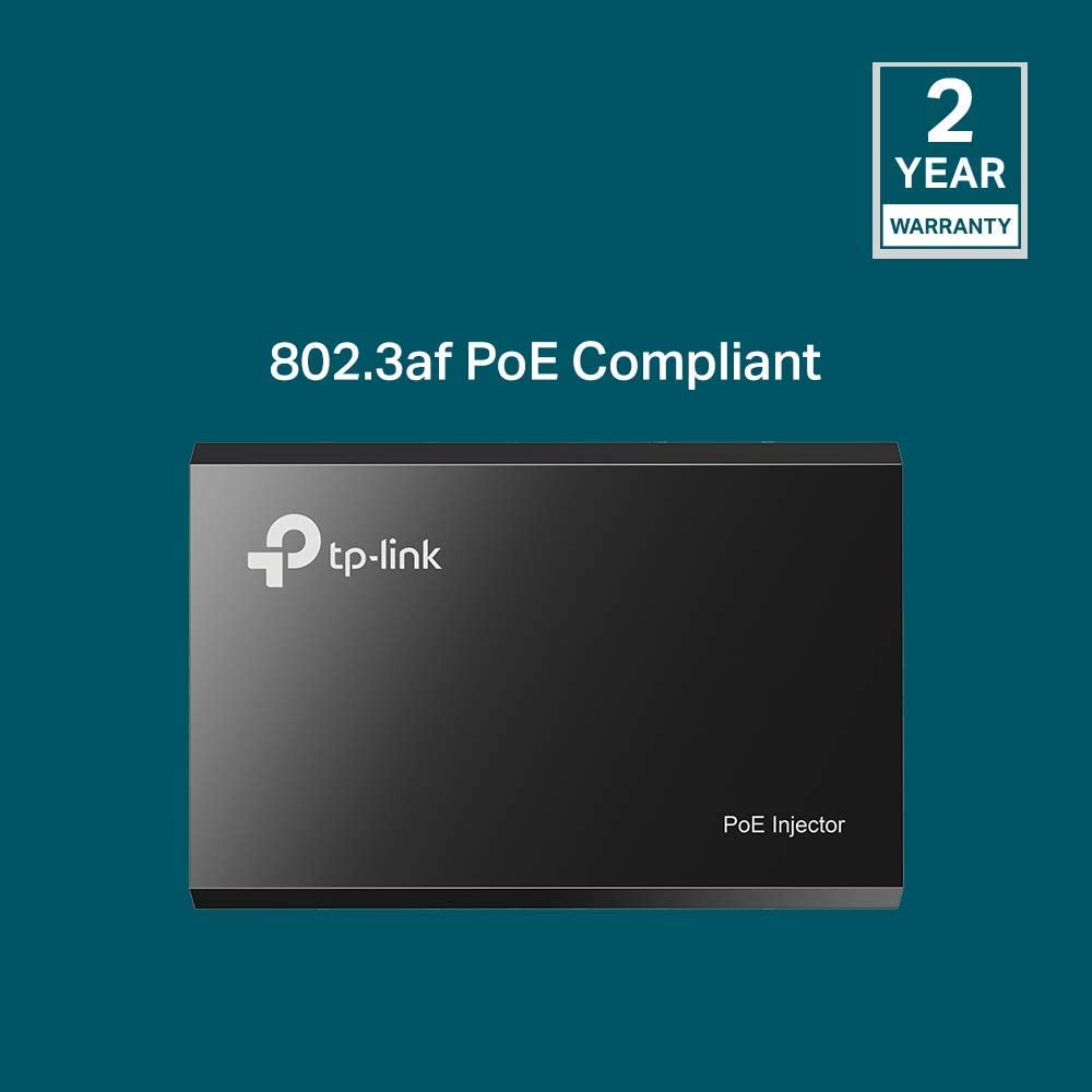 TP-LINK 802.3af Gigabit PoE Injector | Convert Non-PoE to PoE Adapter | Auto Detects the Required Power, up to 15.4W | Plug &amp; Play | Distance Up to 100 meters (328 ft.) | Black (TL-PoE150S) PoE Injector (15W)