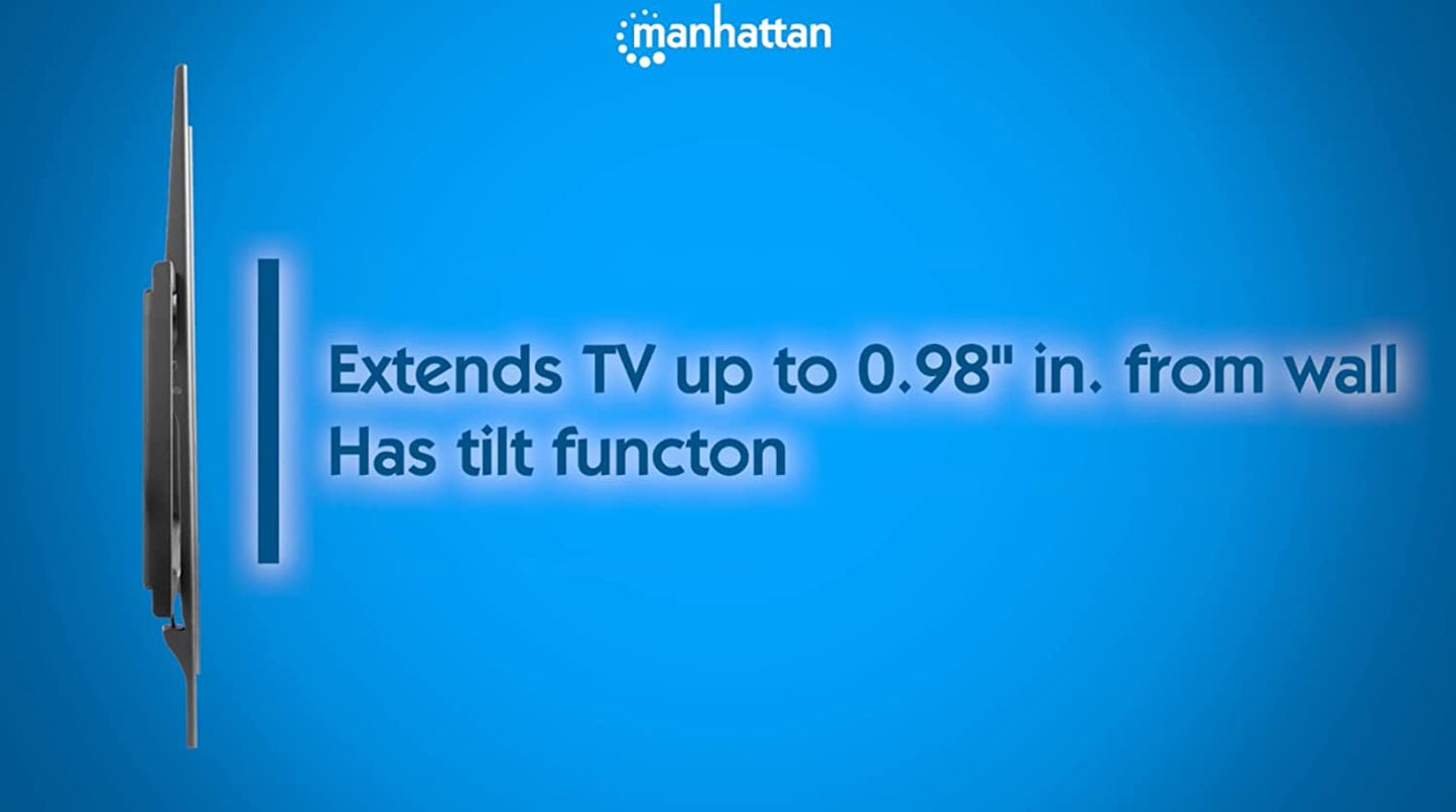 MANHATTAN Tilt TV Wall Mount - 32 to 55 inch up to 88 lbs - Up to 400x400 VESA - Heavy Duty – Low Profile - for LCD LED TV Flat Screen - Lifetime Mfg Warranty – 460934