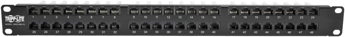 Tripp Lite 48-Port 1U Rack-Mount Cat5 Cat5e Patch Panel, 110, RJ45, Ethernet (N052-048-1U) 48 Port (1U)