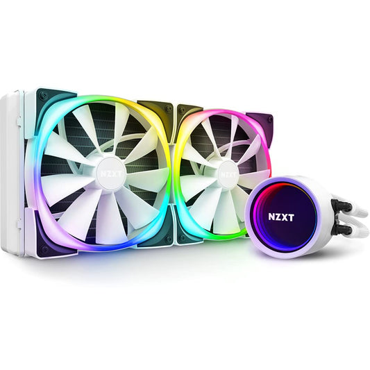 NZXT Kraken X63 RGB 280mm - RL-KRX63-RW - AIO RGB CPU Liquid Cooler - Rotating Infinity Mirror Design - Powered by CAM V4 - RGB Connector - AER RGB V2 140mm Radiator Fans (2 Included) - White X63 RGB 280mm Kraken X Gen 3 White