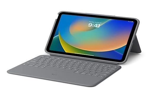 Logitech Rugged Folio for iPad (10th Generation) Protective Keyboard Case with Smart Connector and Durable Spill-Proof Keyboard - Graphite