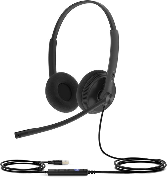 Yealink Bluetooth Headset with Microphone for PC USB Computer Headset Telephone Headset Teams Certified UH38 UH36 with Noise-Canceling with Mic Stereo (UH34 Dual Lite Teams, Black) Lite-USB-A Dual
