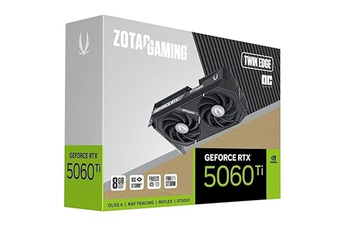 ZOTAC Gaming GeForce RTX 5060 Ti 8GB Twin Edge OC DLSS 4 8GB GDDR7 128-bit 28 Gbps PCIE 5.0 Gaming Graphics Card, IceStorm 2.0 Cooling, SFF-Ready, ZT-B50610H-10M