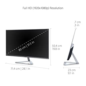 ViewSonic 32 Inch 1080p Widescreen IPS Monitor with Ultra-Thin Bezels, Screen Split Capability HDMI and DisplayPort (VX3276-MHD) 32-Inch 1080p