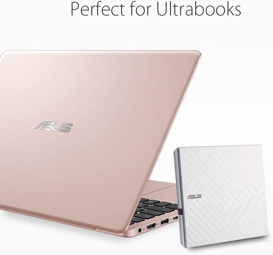 ASUS LITE Portable USB 2.0 Slim 8X DVD/ Burner +/- Rewriter External Drive, Compatible with both Mac &amp; Windows, White (SDRW-08D2S-U/W/G/ACI/AS)