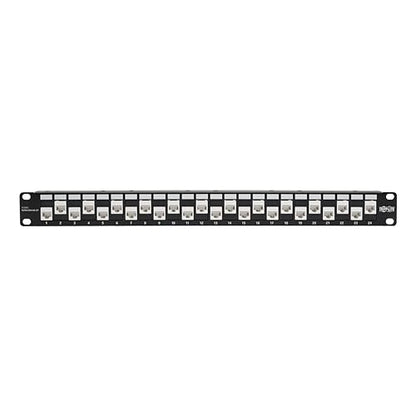 Tripp Lite N254-024-6A-of 24-Port Cat6a Cat6 Cat5e Feed-Through Patch Panel Offset with Cable Management Bar RJ45 Ethernet 1URM TAA 24-Port Cat6a (Offset & Cable Management)