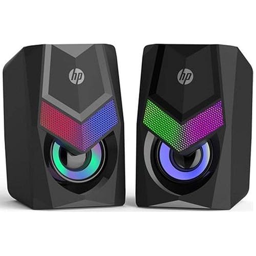 HP - 2.0 Stereo Computer Speakers with Backlight, 3.5 mm Jack, Black