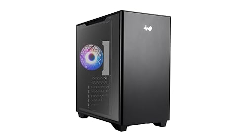 InWin A5 ATX IW-CS-A5BLK-1AM120S Gaming Chassis, Type-C Port Tempered Glass Side Panel - Water Cooling Ready - Mercury 120mm ARGB Rear Fan, Black