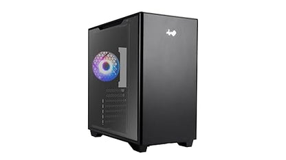 InWin A5 ATX IW-CS-A5BLK-1AM120S Gaming Chassis, Type-C Port Tempered Glass Side Panel - Water Cooling Ready - Mercury 120mm ARGB Rear Fan, Black