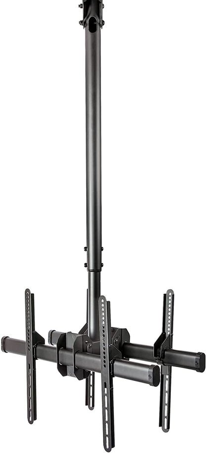 StarTech.com Dual TV Ceiling Mount - Back-to-Back Heavy Duty Hanging Dual Screen Mount with Adjustable Telescopic 3.5' to 5' Pole - Tilt/Swivel/Rotate - VESA Bracket for 32”-75" Displays (FPCEILBTB) 41.7"-61.4" Dual TV