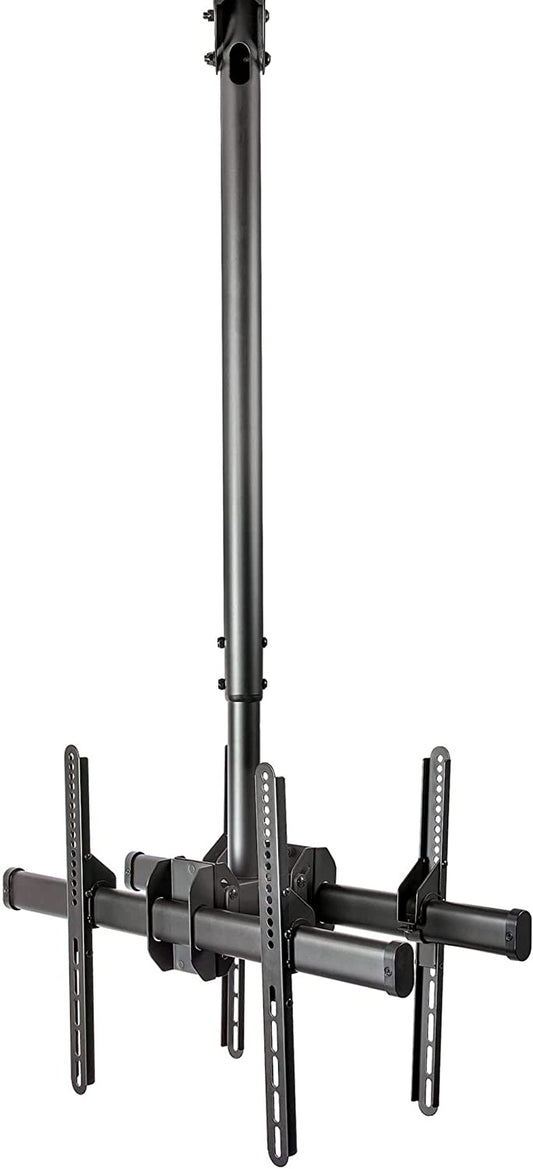 StarTech.com Dual TV Ceiling Mount - Back-to-Back Heavy Duty Hanging Dual Screen Mount with Adjustable Telescopic 3.5' to 5' Pole - Tilt/Swivel/Rotate - VESA Bracket for 32”-75" Displays (FPCEILBTB) 41.7"-61.4" Dual TV