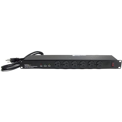StarTech.com 22U Server Rack Cabinet with Secure Locking Door & com 16 Outlet Horizontal 1U Rack Mount PDU Power Strip for Network Server Racks - Surge Protection - 120V/15A - 6ft Power Cord 22U Cabinet + Power Strip (16 Outlets)