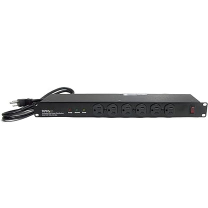 StarTech.com 22U Server Rack Cabinet with Secure Locking Door & com 16 Outlet Horizontal 1U Rack Mount PDU Power Strip for Network Server Racks - Surge Protection - 120V/15A - 6ft Power Cord 22U Cabinet + Power Strip (16 Outlets)