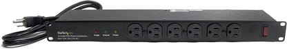 StarTech.com 16 Outlet Horizontal 1U Rack Mount PDU Power Strip for Network Server Racks - Surge Protection - 120V/15A - 6ft Power Cord (RKPW161915) 16 Outlets | 15A Power Strip