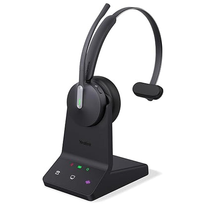 Yealink WH64 Wireless Headset, DECT and Bluetooth Dual Hybrid Headset for Zoom Certified & UC Platform, Phone Headset with 3X Mic, 32 Talk Time, 492ft Range, Office Headset for Desk IP Phone,PC WH64-Mono-UC