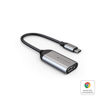 Hyper HyperDrive USB-C to 4K 60Hz HDMI Adapter - 1 x 19-Pin HDMI 2.0 Type A HDMI Digital Audio/Video - Female - 1 x 24-Pin USB Type C - Male - Silver - 1
