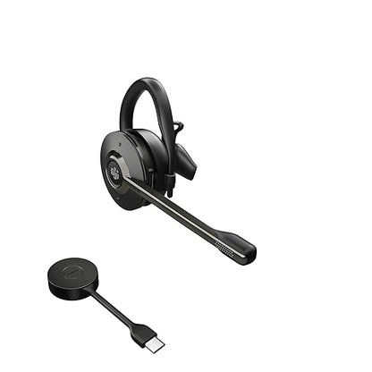 Jabra Engage 55 Convertible Wireless Headset with Ear Hook, Headband & Neckband, Link 400 USB-C DECT Adapter – Noise-Cancelling Microphone – MS Teams Certified, Works with All Other Platforms – Black MS Teams (USB-C) Convertible