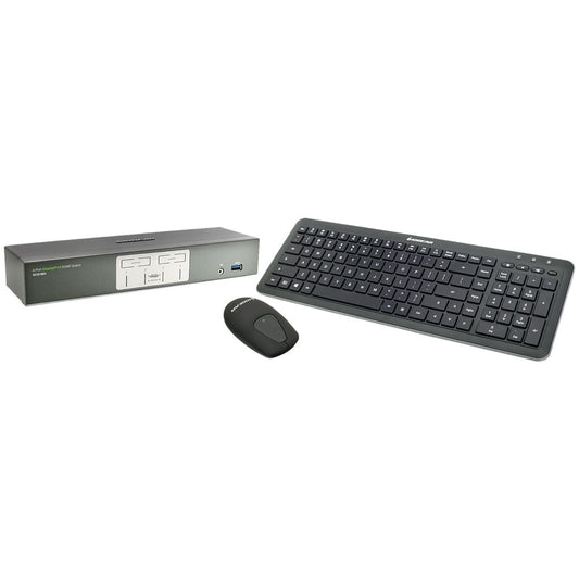 IOGEAR GCS1904-KM 4-Port 4K UHD DisplayPort KVMP with Wireless Keyboard and Mouse