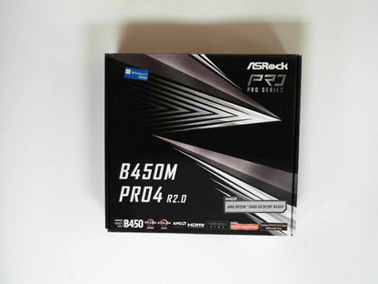 OPEN BOX - ASROCK B450M PRO4 R2.0 Socket AM4/ AMD B450/ DDR4/ SATA3&USB3.2/ M.2/ Micro ATX Motherboard