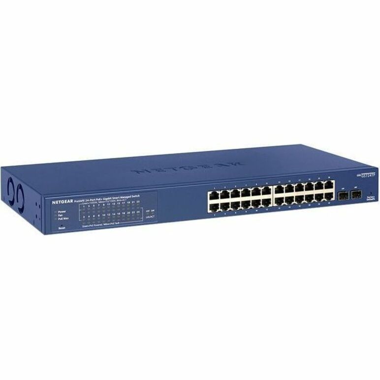 NETGEAR PoE Gigabit Ethernet Smart Switch (GS724TP) - Managed, 24 x 1G, 24 x PoE+ @ 190W, 2 x 1G SFP, Optional Insight Cloud Management, Desktop or Rackmount, and Limited Lifetime Protection 26-Port | 24xPoE+ 190W | 2xSFP