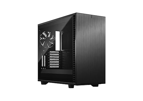 Fractal Design Define 7 Black Brushed Aluminum/Steel E-ATX Silent Modular Dark Tempered Glass Window Mid Tower Computer Case Black TG Dark Tint Define 7
