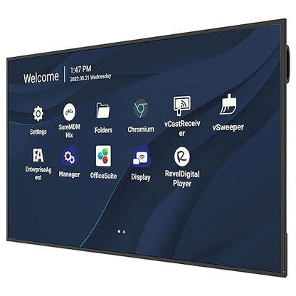 ViewSonic CDE6530 65 4K UHD Wireless Presentation Display 24/7 Commercial Display with Portrait Landscape, HDMI, USB, USB C, WiFi/BT Slot, RJ45 and RS232