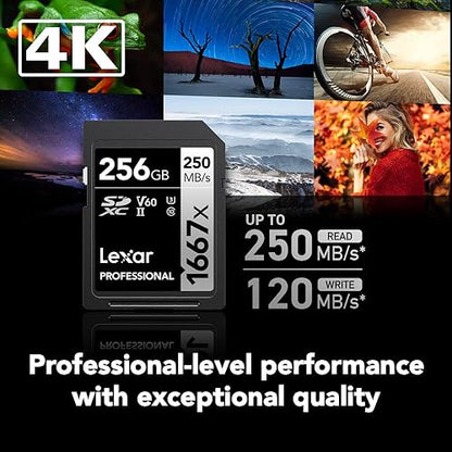 Lexar Professional 1667X 64GB + 1066X 64GB SDXC UHS-II/U3 Memory Cards Bundle 64GB Cards + Card Silver Series