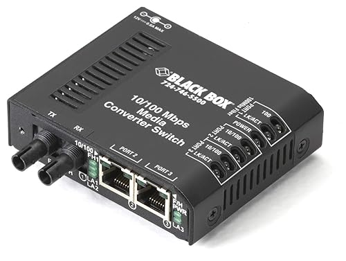 Black Box Corp Fast Ethernet Media Converter - 2 X Rj-45 1 X St Duplex - 10/100base-tx 100base-x - External Rack-mountable LBH100A-ST