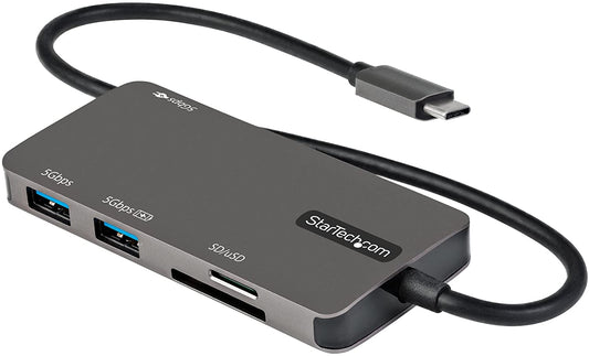 StarTech.com USB C Multiport Adapter - USB-C to 4K HDMI, 100W Power Delivery Pass-Through, SD/MicroSD Slot, 3-Port USB 3.0 Hub - USB Type-C Mini Dock - 12" (30cm) Long Attached Cable (DKT30CHSDPD)