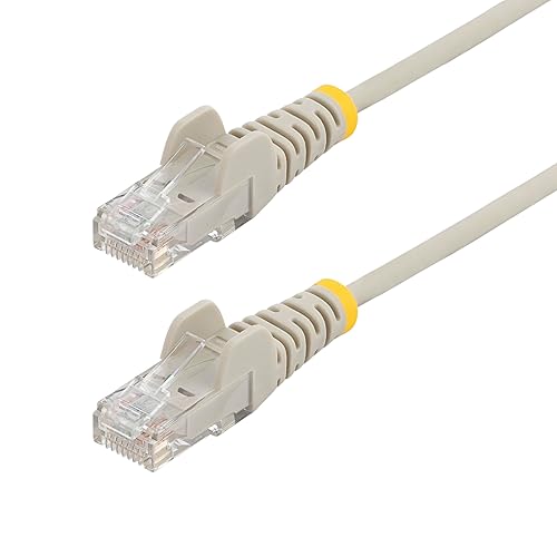 StarTech.com 4ft Gray Slim CAT6 Ethernet Cable, Snagless RJ45, LSZH, 28AWG Pure Bare Copper, Slim Network Patch Cable/Cord