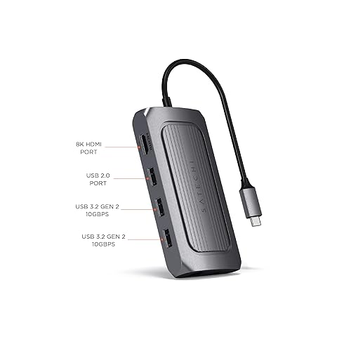 Satechi USB4 Multiport Adapter - USB-C PD Charging, Gigabit Ethernet, USB-C Data, up to 8K HDMI – for M2/ M1 MacBook Pro/Air, M2/ M1 iPad Pro/Air, M2 Mac Mini, iMac M1