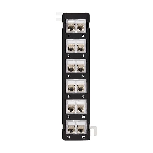 Tripp Lite 12-Port Wall-Mount Patch Panel for UTP Keystone Jacks, Rotatable Swivel Ports, Vertical or Horizontal Installation, Mount Bracket Included, TAA Compliant, Lifetime Warranty (N062-012-KJ-WM)