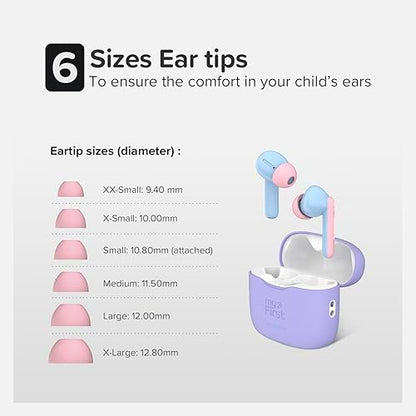 myFirst CareBuds - 2023 New Earbuds for Boys Girls Safe Earbuds Headphones for Kids with Anti-Lost Strip and Smart Touch Control (Cotton Candy Mix)