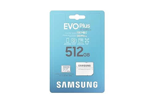 SAMSUNG EVO Plus w/SD Adaptor 512GB Micro SDXC, Up-to 130MB/s, Expanded Storage for Gaming Devices, Android Tablets and Smart Phones, Memory Card, MB-MC512KA/CA (Canada Version)